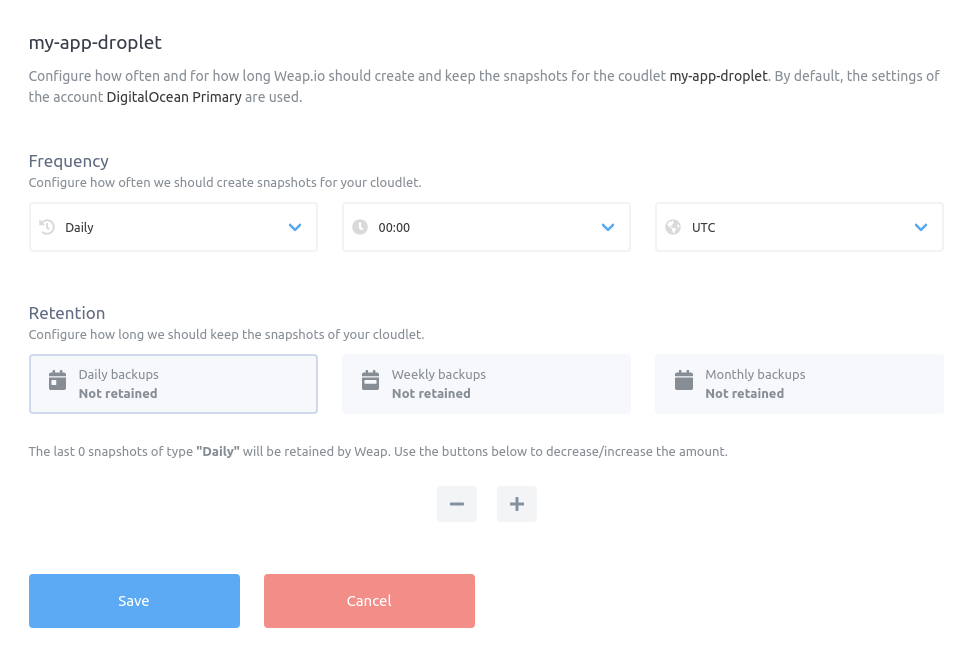 DigitalOcean Daily Backups - Weap.io