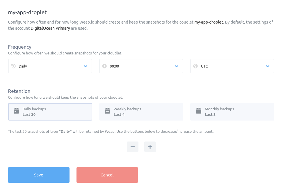 DigitalOcean Daily Backups - Weap.io